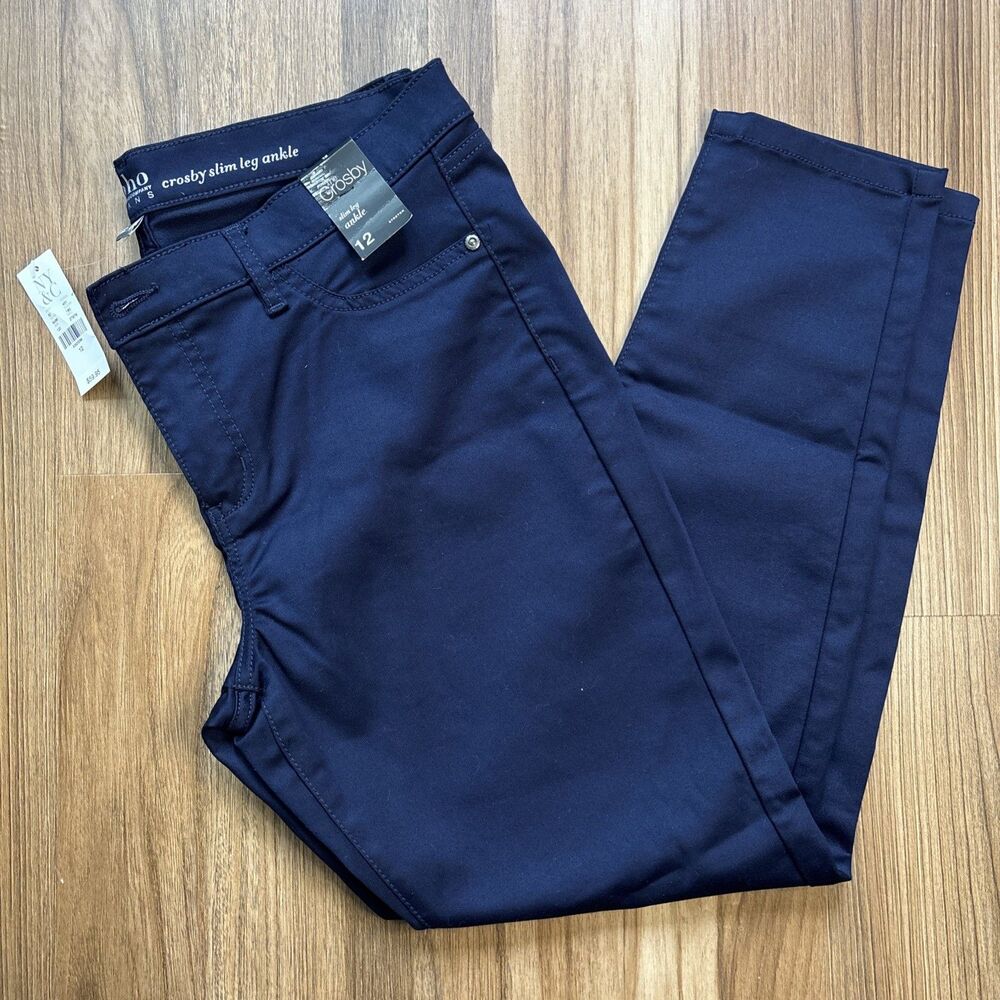 New York & Company Soho Jeans Crosby Slim Leg Navy Blue Ankle Pants (Women’s 12)